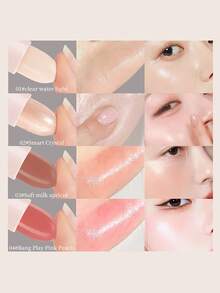 NOVO 保湿高光棒，腮红修容棒，打造透明光泽肌肤，珠光闪耀，顺滑易涂抹，适合日常妆容、秋冬季、新年妆容、送礼、毕业典礼、派对、音乐节、Y2K风格、可爱 - 03#柔光奶杏 - 查看 4