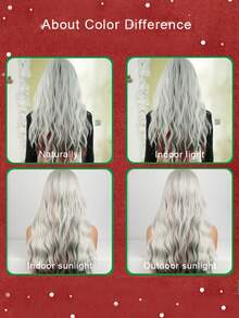 Billowig Long Curly Red Green Highlight Christmas Siler White Wigs Natural Heat Resistant Fibre Wet Wave Grey White Ombre Women Wigs For Holiday Festival Christmas Daily Party Daily Used