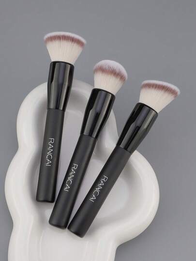 1pc Foundation Brush, Suitable For Applying Foundation, Concealer, Contouring, Liquid Blending, Including Foundation, BB Cream, Loose Powder, Concealer, Self-Tanning, Body Highlighter And Luminous Products. Instantly Creates Flawless Natural Coverage.