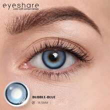 EYESHARE 1 副美容彩色隐形眼镜年度使用眼妆大眼 14.5 毫米万圣节服装角色扮演 - 藍色 - 查看 3