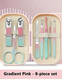 Bộ dụng cụ làm móng tay và móng chân cao cấp 8/14 món, bằng thép không gỉ, gồm kìm cắt móng, kéo cắt móng, dụng cụ lấy ráy tai, dùng được cho cả nam và nữ, kèm hộp đựng du lịch, quà tặng Giáng sinh. - Nhiều màu - Xem 12