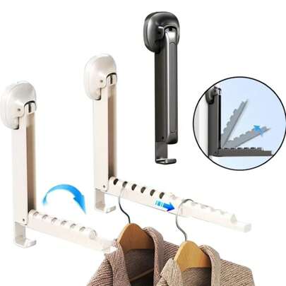 Folding Wall-Mounted Clothes Drying Rack With Suction Cup Foldable Retractable Portable Clothes Drying Folding Clothes Racks