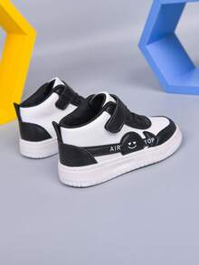 1 đôi giày thể thao da cổ trung đế bằng, kiểu dáng casual, thích hợp cho mùa xuân/thu, dành cho bé trai và bé gái, chống trượt và chống mài mòn. - màu đen - Xem 7