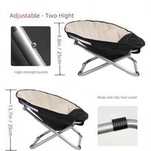 Portable Folding Pet Chair Elevated Foldable Cat And Puppy Bed Cozy Rocking Moon Chair With Sturdy Metal Frame For Bedroom Apartments Lounging And Garden - As Pic - View 6
