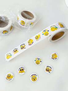 500张/卷卡通黄色表情贴纸，1英寸，教师可用于表扬和鼓励学生。适用于文具、书籍、手机、笔记本电脑、台式电脑、头盔、水瓶、眼镜等。多用途PVC防水贴纸，可爱笑脸奖励贴纸，500张/卷，2.5厘米自粘贴纸，包装胶带封口贴纸。 - 彩色 - 查看 8