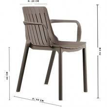 EKE Set De 4 Sillas Modernas Comedor Exterior Interior Minimalista Apilables Duraderas De Caliad PVC Taupe REPOSABRAZO - TAUPEREPOSABRAZO - Ver 8