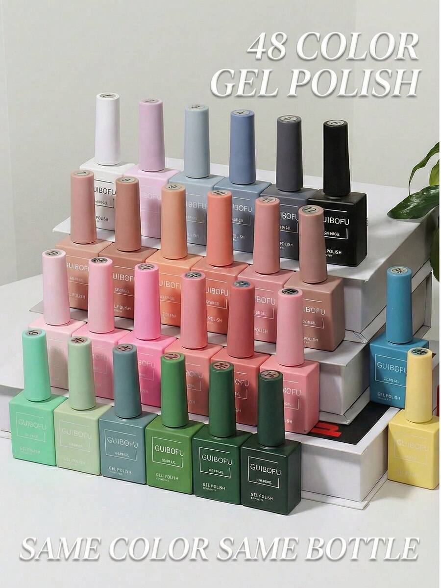 48pcs 15ml Gel Nail Polish Set Same Color Same Bottle Summer Colorful Sparkle Glitter Semi Permanent Soak Off UV Gel Varnish Long Lasting DIY Nail Art Design All For Decoration Manicure Kits Painting Gel Vernis Nail Supplies For Home And Salon - Nhiều màu - Xem 1