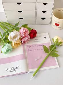 1 PC Creative Simulation Peony Flower Ballpoint Pen, Cute Flower Hand Account Pen For Girls, Student Gift Pen, Holiday Gift Pen - Multicolor - View 6