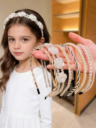 3/6pcs Women Elegant Faux Pearl Headband With Flower Decor, Fashion Minimalist Chic Headband Gift For Women To Wear On Outings And Formal Occasions