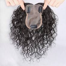 中分卷发人发发片，夹式丝底假发，前额发际线替换，8x10厘米 - 彩色 - 查看 9