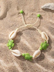 1 pieza Pulsera de estilo bohemio, océano y playa con tortuga marina, concha y estrella de mar para mujer, con ligera variación en el patrón impreso - Multicolor - Ver 16