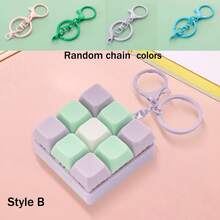 1pc Button Keyboard Shaped Keychain - Cute Keyring Accessory, Stress Relief Office Supply, Durable Key Chain With Interesting Design - Multicolor - View 12