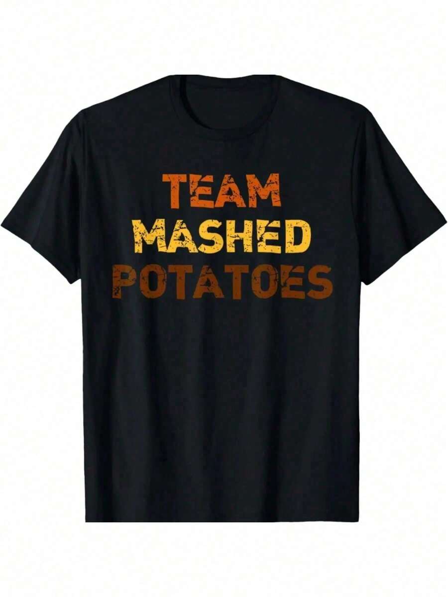Camiseta divertida de Acción de Gracias con puré de patatas - Negro - Ver 1