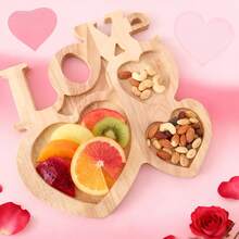 1pc Valentine's Day Limited Edition | LOVE Wooden Dessert Plate, Romantic Serving Tray, Enhances Date Night Ambiance - Multicolor - View 6