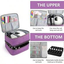 MX   Meichoon Organizador de transporte de esmalte de uñas Estuche de almacenamiento de 2 capas con compartimento ajustable para botellas gel herramientas de manicura Bolsa de maquillaje grande Morado - Morado - Ver 8