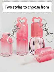 1pc Gradient Pink Heart-Shaped Hollow Lip Gloss Stick - Refillable Transparent Plastic Container With Built-In Brush, Mini DIY Cosmetic Sample Bottle, Suitable For Homemade Lip Gloss, Skincare Crafts, Lip Gloss Making Materials, Fun Design, Transparent Material, Suitable For Beauty Products, Portable And Suitable For Packaging Beauty Products, Can Be Used As Lip Gloss And Travel Lip Gloss. - Multicolor - View 2
