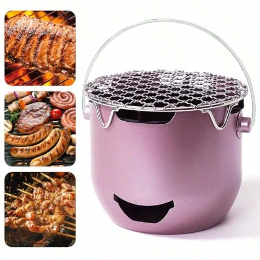 Parrillas de barbacoa de carbon parrilla portatil de acero inoxidable pequeña parrilla de cocina al aire ultima intervension para camping parrilla patio caravana picnic - prpura - Ver 1