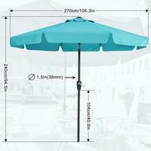 Valance Patio Umbrella For Outdoor Table Market -8 Ribs (9ft, Turquoise),9FT,Turquoise - Turquoise - View 4
