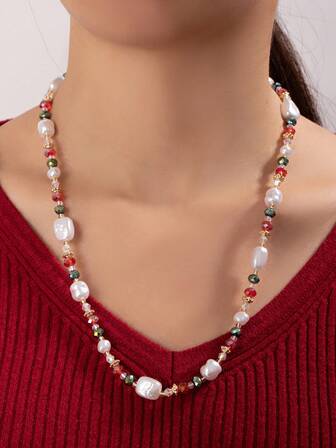 1pc Dopamine Colorful Maillard Tone Stylish Korean Style Contrast Color Necklace