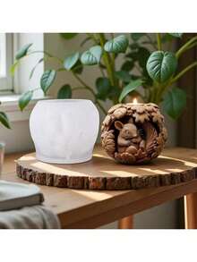 松鼠博美犬浮雕香薰蜡烛硅胶模具，DIY动物手工石膏香氛石装饰 - 白色 - 查看 4