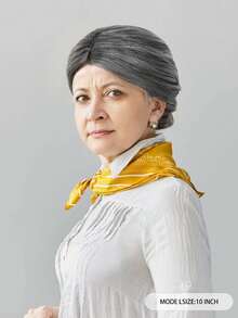 Elderly Synthetic Short Gray Straight Hair With A Bun Wigs For Women Halloween Party Christmas Cosplay Mrs. Santa Grandmother Elegant Old Lady Wig, Grey Granny Grandma Claus Costume Hairpieces, Apperal Funny Old Woman Stage Performance Accessories, Ideal Choice For Gifts For Birthday New Year Thanksgiving Day For Holiday Carnival Music Festival Decorations - Multicolor - View 6