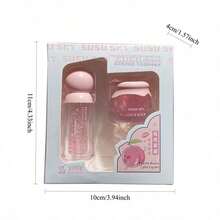 蜜桃蜂蜜唇部护理套装（2件装），唇膜+唇彩，日夜护理，保湿滋润，专为干裂唇部设计，深层滋养，秋冬季唇部护理，打造丰盈双唇，24小时保湿，唇部护理套装 - 粉色 - 查看 10