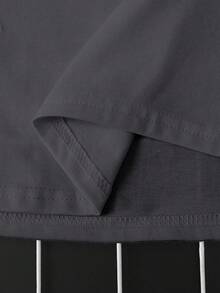 Plus Size Men's Simple Letter Print Round Neck Short Sleeve Casual T-Shirt, Easy To Match, Best Gift For Friends - Dark Grey - View 5