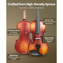 Stringed Musical Instruments - Geige aus Massivholz, 4/4, matta braun, gemustert - Näytä 2