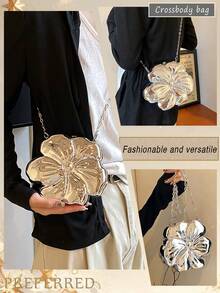 Acrylic Crescent Moon Box Shaped Handbag,Gold Bag Versatile Chain Shoulder Crossbody Bag Prom Bag, Party Bags,Party Wedding Prom Dinner/Banquet - 銀色 - 查看 5