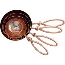 Creative Co-Op Hammered Stainless Steel Leather Tie Set of 4 Sizes Scoops Copper - Cobre - Ver 4