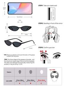 3 chiếc kính mắt mèo cổ điển gọng nhỏ phong cách Y2K, kính thời trang nữ bằng nhựa cổ điển, kính đeo hàng ngày trang trí, kính unisex - màu đen - Xem 3