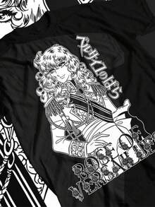 Unisex Rose Of Versailles Oscar François De Jarjayes Retro Anime T-Shirt, Manga Shirt - 黑色 - 查看 1