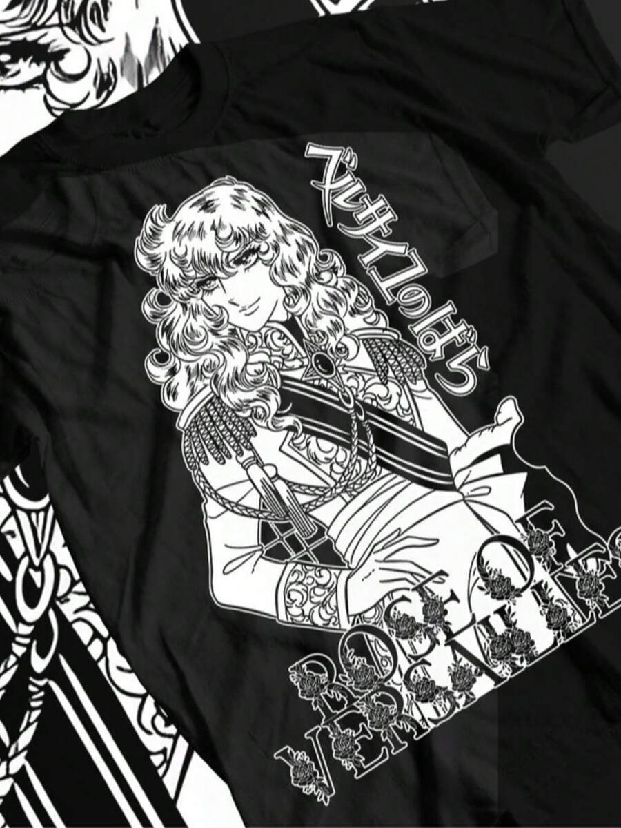 Unisex Rose Of Versailles Oscar François De Jarjayes Retro Anime T-Shirt, Manga Shirt - 黑色 - 查看 1