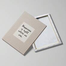 1pc Framed/Unframed Happiness Is Right Where We Are Canvas Poster Beige Stripes Family Quote Positive Wall Art Print Minimalist Cozy Decor Funky Painting For Dorm,Living Room,Bedroom,Modern Home Decoration - Multicolor - View 5