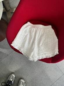 Nuevos shorts elegantes y casuales de mujer con volantes de encaje en capas, con cordón, aptos para uso diario en verano, color blanco - blanquecino - Ver 8