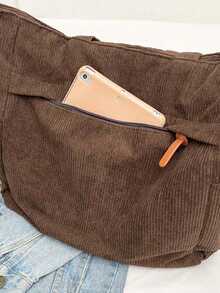『US-Based Shipping』Simple Solid Color Multiple Pockets Shoulder Bag Corduroy Hobo Tote Bag For Women, Casual Crossbody Bag Large Capacity Purse Bucket Bag, Shoulder Satchel Daypack For Outdoor Travel Commuting Work, Vintage Satchel Shopping Bag College Computer Bags Large Capacity, Lightweight, Portable, Suitable For Teen ,,Bolsos Para Mujer,Tote Bags For Women,Bags For Women,Shoulder Bag,Carteras,Carteras Para Mujer,Bolsas,Designer Handbags,Crossbody Bags For Women,Mochilas Para Mujer,Handbags For WomenGirls Women College Students, Perfect For Back To School, New Fall Fashion 2025 For Women,Large Capacity Casual Outdoor Vacation Travel Shoulder Bag, Lightweight Versatile Shopping Groceries Storage Handbag, Portable Multi-Pocket Commuting Bags For Daily Office Work, Large School Tote Bag, Multiple Compartments, Perfect For Beach, School, Work & Daily Use, Literary School Bag & Bookbag For Women Or Students - 咖啡棕 - 查看 6