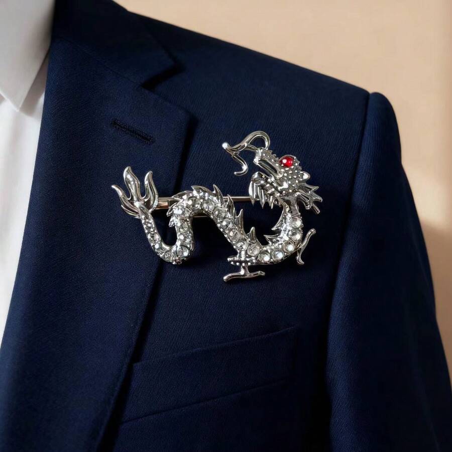 1枚创意十二生肖龙卡通复古胸针，百搭日常配饰