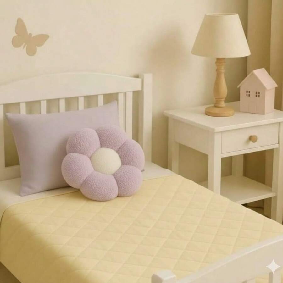 Daisy Flower Shaped Ultra Soft Plush Seat Cushion / Floor Pillow - 45x45 Cm - Made In Turkey - Mauve Purple - View 1