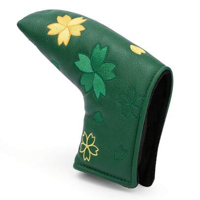 1 chiếc bao đựng gậy golf bằng da PU thêu họa tiết trang nhã, có khóa từ tính, dùng bảo vệ gậy cho nữ golfer.