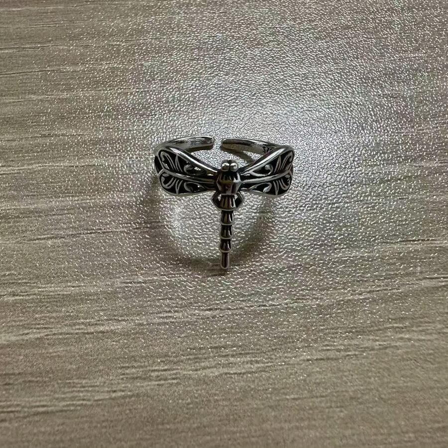 1pc Vintage Distressed Floral Ring, Retro Fashionable Personalized Accessory - JZ0121 Dragonfly - View 1