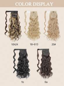 20 Inch Long Wavy Ponytail Hair Extensions, Synthetic Heat Resistant Clip-In Ponytail Extensions, Wrap Around Long Curly Wavy Ponytail For Women - Multicolor - View 9