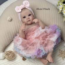 19 Inch (48cm) Full Vinyl Reborn Baby Doll Toy, Handmade Realistic, Fashion Birthday Gift Collection, Sweet & Cute Princess Dress Doll - Full vinyl body doll - View 3