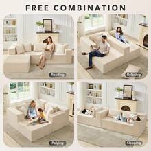 Techigher Modular Sectional Sofa, Modern Corduroy Couches With L-Shape Chaise For Living Room Bedroom (Left Facing Chaise) - Beige - View 8