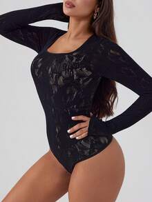 Women's Hole-Drawn Tight-Fitting Jumpsuit - Black - View 5