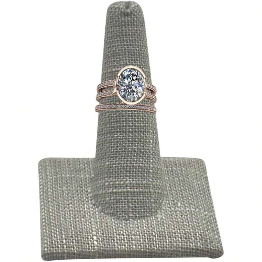 Box Grey Linen Jewelry Ring Finger Display2.12x2.12x2.37 Inches With Square Base - Ring Holder Organizerfor Selling Or Personal Use - Display Stands For Rings - Multicolor 774 - View 1