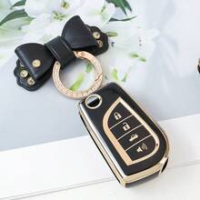 4-Button TPU Car Key Case With Keychain, Suitable For Land Cruiser, Tundra, Camry, RAV4, Highlander Smart Key Fob - 4 Buttons - View 2