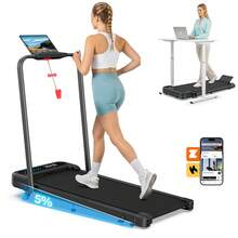 Folding Walking Pad Treadmill With Handle Bar,Low Noise Walking Pad Treadmill For Home Small, 3.0 HP Quiet Walking Pad Treadmill With 320 LBS Capacity,0.6-6.2MPH,Remote & LED Display,With ZWIFT/KINOMAP APP - 美規B型插(110-127V) - 查看 1