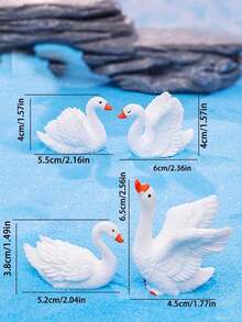 8pcs/Set Swan Themed Crafts, DIY Landscape Accessories, Resin Decor For Couples, Tabletop, Garden, Car, Girls & Couples Gifts, Home, Outdoor Decoration - Multicolor - View 6