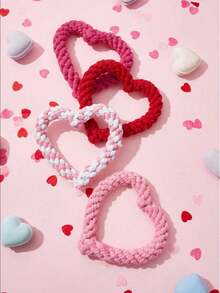 1 Set Heart-Shaped Valentine's Day Pet Toys, Popular Fashion, Dog Toys, Cat Toys, Chew & Tug Resistant, Festive Atmosphere, Must-Have Gift - Multicolor - View 4