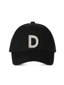 1pc Kids A-Z Shiny Letter Baseball Cap, Fashionable Boys Girls Sports Sun Hat With Adjustable Strap, Back To School Essential For Ages 3-8 - Black - View 8